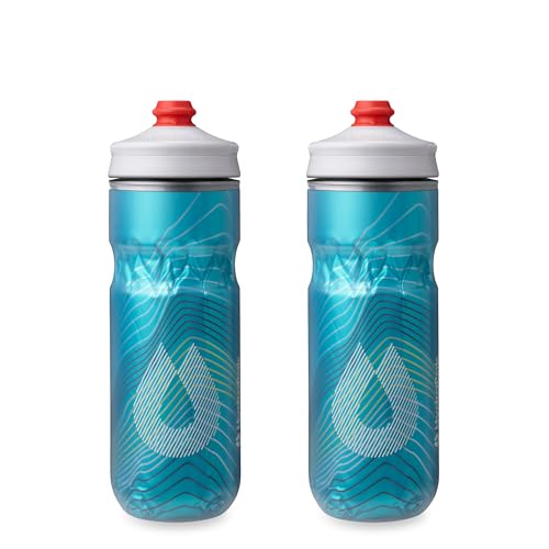 HydraPak | Polar Bottle - Polar Surge Insulated Bike Water Bottle 2-Pack - High Flow, Cycling & Sports Squeeze Bottle (Ascent Blue, 600ml / 20oz) - color: Ascent Blue, style: 20oz/600ml