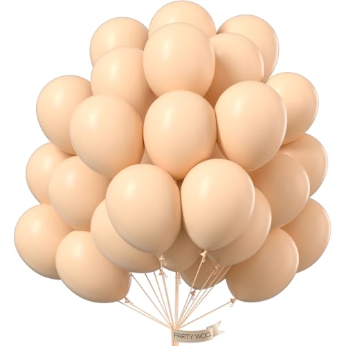 PartyWoo Nude Balloons 50 pcs 12 Inch Beige Apricot Boho Neutral Latex Balloons for Wedding Baby Shower Gender Reveal Graduation Birthday Party Decorations Apricot-F05 - color: Apricot-f05
