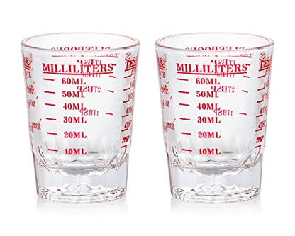 Measuring Cup 2 Pieces Shot Glass Measuring Cup with 4 Kinds of Measuring Scale for Small Amount Liquid (Red, 60ml) - color: Red, size: 60ml