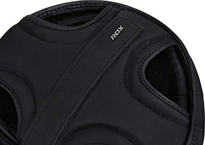 RDX Boxing Headgear Sparring Grappling, Maya Hide Leather, Head Gear for MMA Muay Thai Kickboxing Training, Multi Layered Padding, Taekwondo Martial Arts BJJ Wrestling Karate, Black - size: Small
