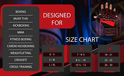 Quick Gel Boxing Wraps Under Boxing Gloves - Kickboxing MMA Muay Thai - Fist, Knuckle, Wrist Wrap Protection Inner Glove Hand Wraps - Men Women Kids - color: Black/Red, size: X-Small
