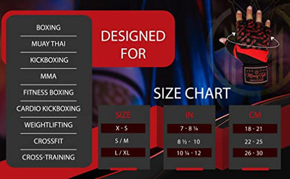 Quick Gel Boxing Wraps Under Boxing Gloves - Kickboxing MMA Muay Thai - Fist, Knuckle, Wrist Wrap Protection Inner Glove Hand Wraps - Men Women Kids - color: Black/Red, size: X-Small