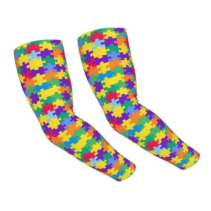 Arm Sleeves Outdoor Garden Sports Cooling Sun Sleeve for Women Men Farm - color: Autism Puzzle