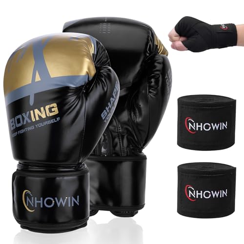 Boxing Gloves, 12oz / 16oz - Boxing Gloves for Men and Women with Boxing Wraps for Heavy Bag, MMA, Muay Thai, Sparring Training