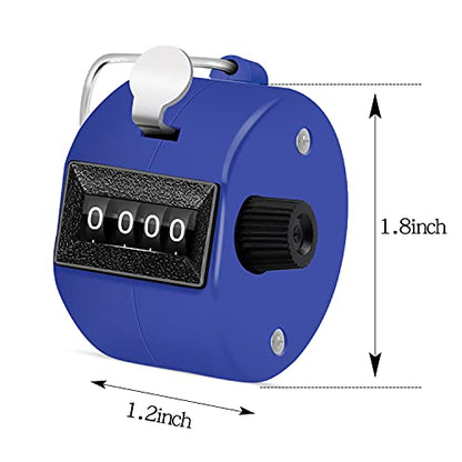 Eliamo 12 Pcs Hand Tally Counter 4-Digit Lap Counter Clicker, Manual Mechanical Handheld Pitch Click Counter with Finger Ring for School Golf & Knitting Row Croche - color: Navy Blue