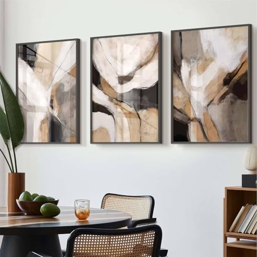 Black Brown Abstract Wall Art Canvas Pictures Modern Artwork Orange Grey White Paintings Art Prints 16x24inch Unframed - color: Botanical