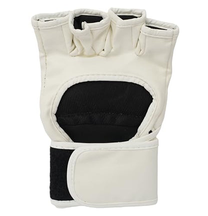 MMA Gloves Men - Open Palm Punching Bag Gloves – Synthetic Leather Martial Arts Boxing Gloves for Men and Women - Workout Gloves for Grappling, Sparring, Muay Thai & Kickboxing - color: White