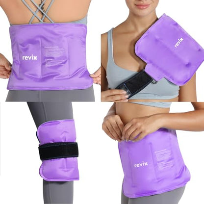 REVIX Ice Pack for Injuries Reusable Gel for Lower Back & Shoulder, Purple | 16x9in Full Coverage for Lower Back, Shoulder, Hip & Knee, Cold Compress Therapy, Hands-free Strap, Long-lasting Gel - style: Purple-Pack 1