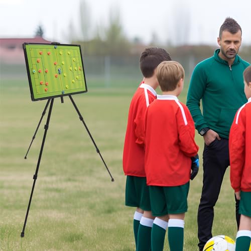 Professional Soccer Football Tactical Coaching Board, Portable Tactical Display Board with Triangle Bracket Stand, Player Markers, Backpack for Instruction of Soccer Training/Match Setup Tactics