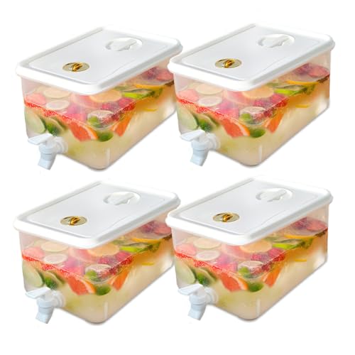 Beverage Drink Dispenser for Fridge, Plastic Beverage Dispenser with Spigot，Juice Container Sealed with Filter Screen，Cold Hot Drink Jug for Christmas Party Supplies (4PCS 1 Gallon) - color: 4PCS 1 Gallon