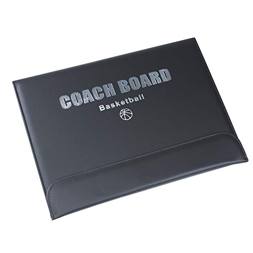 Foldable Leather Football Soccer Magnetic Tactic Marker Coaching Clipboard with Zipper and Marker Pen - Coaching Strategy Guiding Board Kit Equipment Portable Coach Tool - style: Basketball