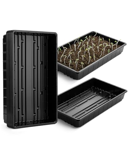 Mr. Pen- Seed Starter Trays, 5 Pack, 17"x10"x2.4" | Durable Plastic Growing Trays, Stackable and Reusable Seedling Starter Kits for Indoor, Outdoor, Greenhouse Gardening - color: Black, size: 10 Pack