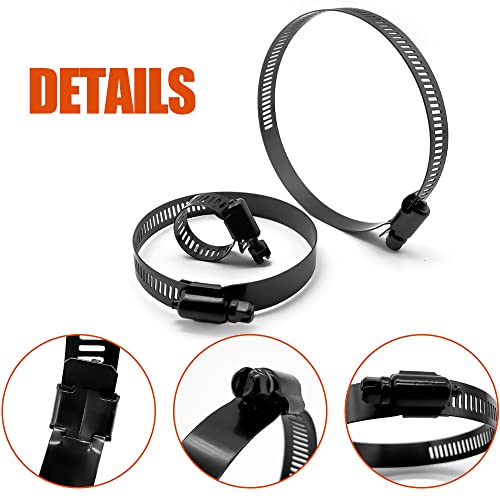 BOTTEN 16pcs 4 Sizes Hose Clamp,9/16-4 Inch(14-102mm) Hose Clamps Stainless Steel Adjustable Worm Gear Black Hose Clamp Assortment Kit,radiator hose clamps, fuel line clamps - size: 16Pcs Kit Black