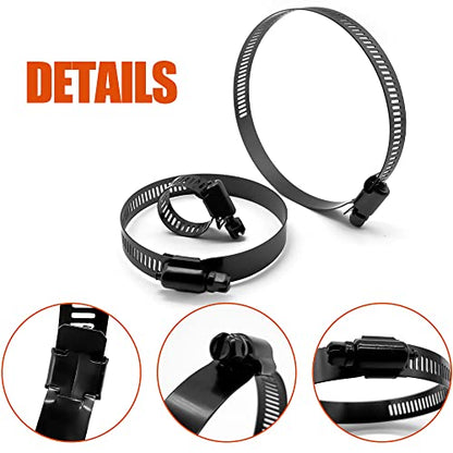 BOTTEN 16pcs 4 Sizes Hose Clamp,9/16-4 Inch(14-102mm) Hose Clamps Stainless Steel Adjustable Worm Gear Black Hose Clamp Assortment Kit,radiator hose clamps, fuel line clamps - size: 16Pcs Kit Black