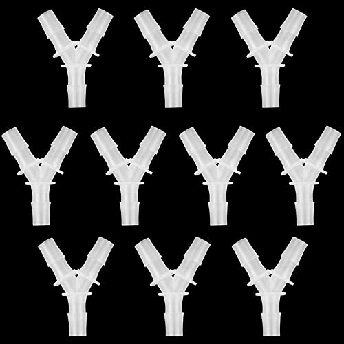 Feelers 1/4" Plastic Hose Barb Tee Fitting 10 Pack, Equal Barbed Y-Shaped 3-Way Connector, Tube Splicer Union Adapter for Air Line, Fuel Line, Water Hose - size: 1/4 inch, style: 10pcs-Y Shaped