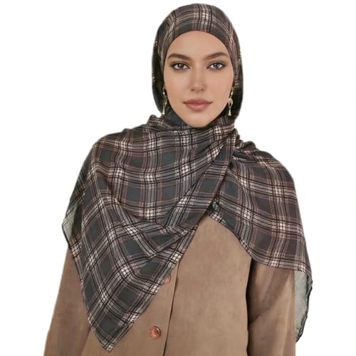Hijab Scarf for Women Fashion Printed Modal Hijab Head Wrap Scarves Lightweight Long Scarf Shawls - color: Checkered
