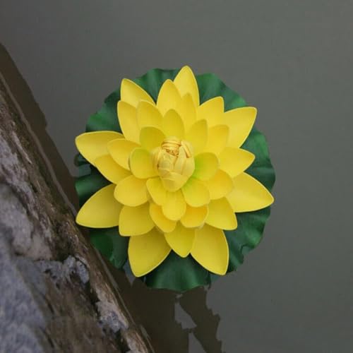 Jinshining 1pc Blue Artificial Floating Foam Lotus Flower with Water Lily Pad,Lifelike Pond Pool Lotus Ornaments,Realistic Ornament for Home Garden Pond Aquarium Decor,Artificial Plants and Flowers