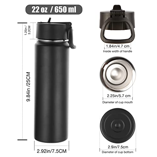 Volhoply Insulated Water Bottles with Straw Bulk 4 Pack, 22 oz Stainless Steel Sports Bottle with Handle Lid,Double Walled Vacuum Metal Water Cups with Wide Mouth, Reusable Waterbottle(Mix,4 Set) - color: Mix