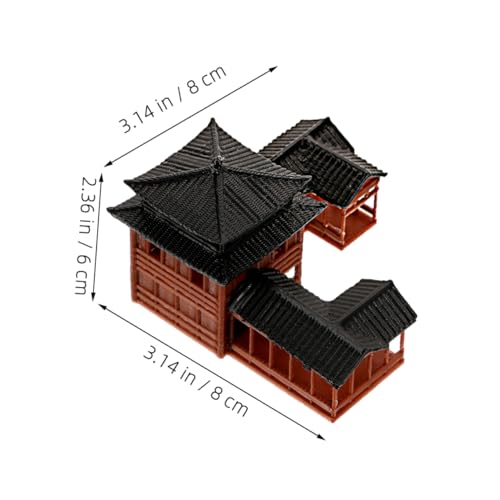 Miniature Pagoda Figurines Ancient Inn Landscape Model Aquarium Decor Ornaments for Fish Tank Bonsai Figurines Japanese Zen Garden and Micro Landscape 3.14 X 3.14 X 2.36 in