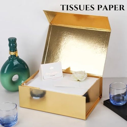 UoeRing 1 Pcs Gold Gift Box 11.5x8x4 Inch with Magnetic Lid | Collapsible Luxury Present Box,for Birthday,Christmas Holiday Gift Includes Card,Ribbon,Tissue Paper & Shredded Filler - color: 11.5x8x4 Inch-Gold-Pack of 1