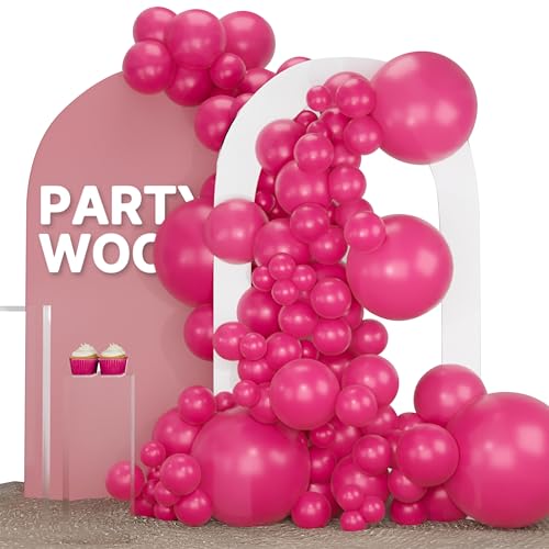 PartyWoo Hot Pink Balloons 120 pcs Different Sizes of 18 12 10 5 Inch Magenta Fuchsia Balloon Arch Kit Garland for Baby Shower Wedding Bridal Shower Anniversary Birthday Party Decorations Pink-Y12 - color: Magenta-y12