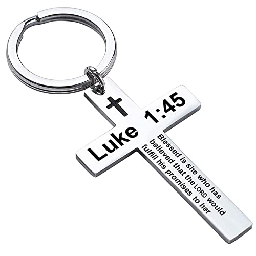 Ldurian Bible Verse Keychain Christian Cross Keychain for Women, Cross Key Chain for Men Religious Scripture - style: Luck 1:45