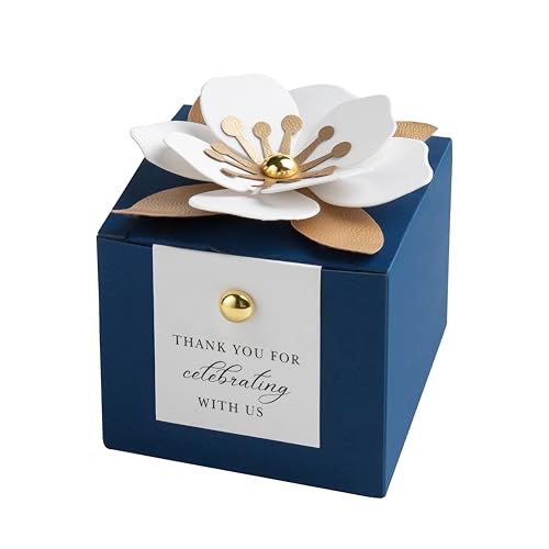 FEIYI 20 PCS 2.55” Party Favor Boxes，Navy Blue Wedding Candy Gift Boxes - color: Navy Blue