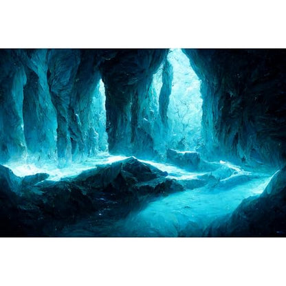 Rock Cave Aquarium Background Futuristic Sci-Fi Cave with Cyan Crystals Lights Terrarium Backgrounds Abstract Cyan Rock Cave Fish Tank Background Cave with Sunbeams Reptile Tank Backgrounds 24x16in - color: Blue, size: 24(W)x16(H)inches/ 60(W)*40cm(H)