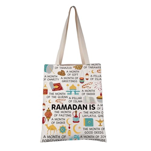 VAMSII Mubarak Islamic Ramadan Gift Ramadan Themed Tote Bag Ramadan Month Handbag Islamic Fasting Gift