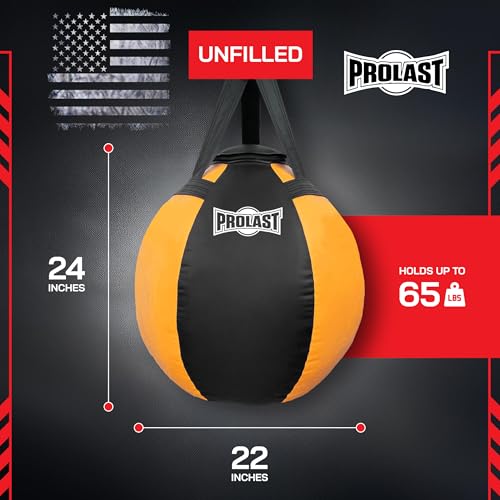 Wrecking Ball Heavy Punching Bag for Adults, Hook and Uppercut, Body Snatcher, Boxing, MMA, Muay Thai, 65 lbs, Classic - color: Yellow / Black, style: Unfilled