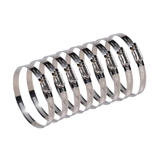 Winlong 8 Pack 4" Stainless Steel Hose Clamps, SAE 64 Worm Gear Drive Hose Clamps 2 1/2"- 4 1/2" (64-114mm) for Automotive Plumbing, 2 3/4'', 3'', 3 1/2", 3 3/4'' Clamps - size: SAE#64 (2-1/2" ~ 4-1/2") 8PK