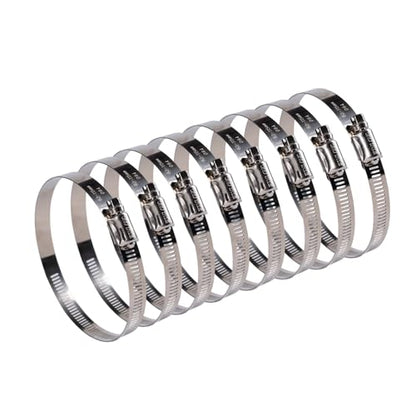 Winlong 8 Pack 4" Stainless Steel Hose Clamps, SAE 64 Worm Gear Drive Hose Clamps 2 1/2"- 4 1/2" (64-114mm) for Automotive Plumbing, 2 3/4'', 3'', 3 1/2", 3 3/4'' Clamps - size: SAE#64 (2-1/2" ~ 4-1/2") 8PK