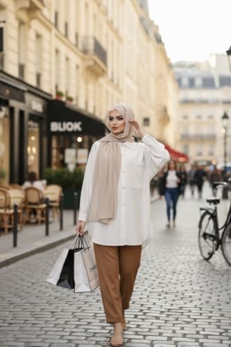 Instant Chiffon Hijab, Ready to wear hijab, modal wrap, Abaya, modern Instant Scarf, Soft breathable scarf - color: S5 Beige