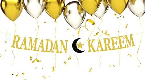 Ramadan Kareem Banner,Happy Eid Umrah Mubarak Decoration,Hajj Mubarak Islamic Ramadan Muslim Festival Party Decoration Supplies Black