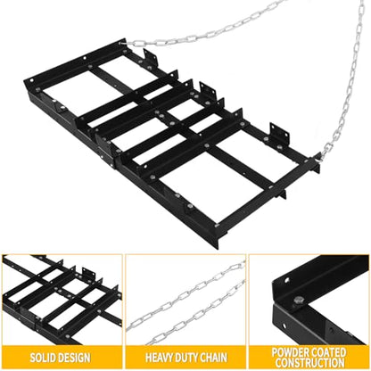 4FT Drag Harrow Driveway Grader Heavy Duty Power Lawn Rake with 4FT Chain Tow Behind for ATV, UTV, Tractor, Mower, Land Leveler for Gravel, Sand, Soil, Hay - size: 4FT