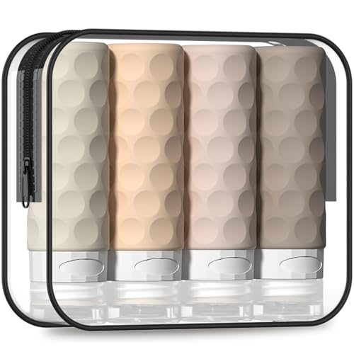 Silevoler Travel Bottles for Toiletries, Silicone Travel Size Containers - color: Cream