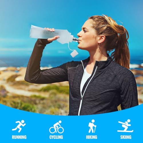 WRELS TPU Collapsible Soft Flask,Lightweight PBA Free Folding Running Water Bottles,Leakproof Durable Hydration Flask for Outdoors (250ml/8.45oz-2 Packs-Light Blue) - color: 250ml/8.45oz-2 Packs-Light Blue