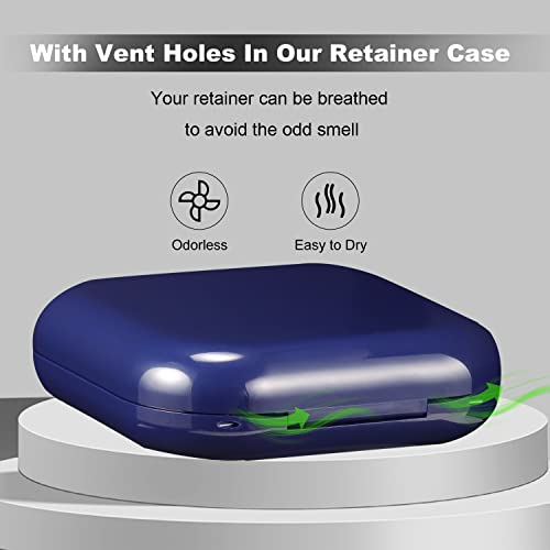 Retainer Case, Slim Aligner Case with Mirror, Compatible with Invisalign, Night Guard and Mouth Guard, Premium Retainer Case, With Aligner Remover Tool, Chew & Brush, Blue - color: Square: Blue
