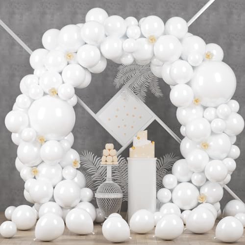 Voircoloria 90pack White Balloons Different Size 18/12/10/5 Inch Pearl White Balloon Garland Arch Kit for Wedding, Birthday, Graduation, Bridal Shower, Baby Shower, Bachelorette Decorations - color: 03 White, size: 5/10/12/18 inch - 90pcs