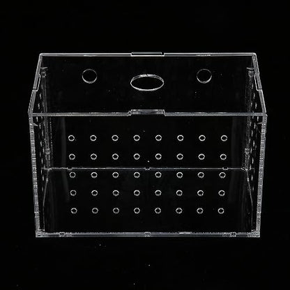 Fish Breeder Box | High Transparency Acrylic Hatchery Container with Suction Cups | Isolation & Breeding for Young Fishes/Shrimp/Clownfish | 4 Suction Cups Included (14 * 8 * 9CM) - size: 14*8*9CM