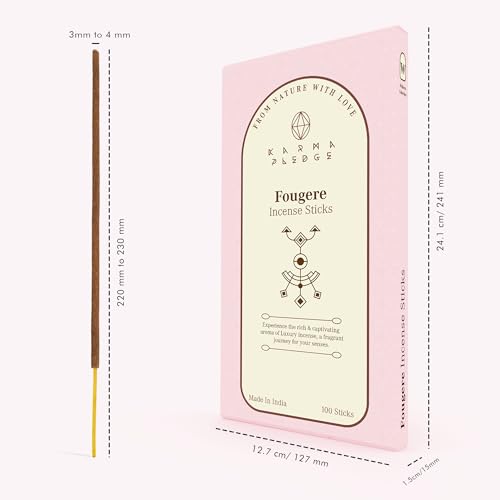 KarmaPledge Fougere Incense Sticks, Burn Time 45-60 Min, 100 Sticks - color: Fougere, size: 100 Hand Dipped Sticks