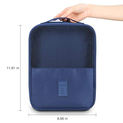 Mossio Shoe Bag Holds 3 Pair of Shoes for Travel and Daily Use Storage Pouch - color: Dark Blue