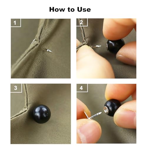 ZENGLU No-Sew Pearl Buttons, 30 Sets of 2/5 inch Removable Reusable Brooch Pins for Shirts, Blouses, Dresses, Sweaters, Shawls for Women (10mm/Black) - color: Black