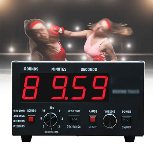 Interval Timer for MMA/Kickboxing,Small Gym Timer Clock, Adjustable Sound, Selectable Training Time and Round,with Countdown,Red - color: Red