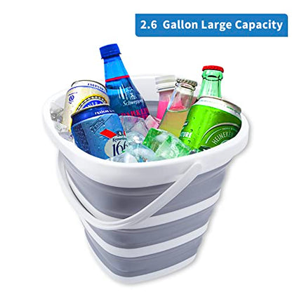 2 Pack Collapsible Buckets 10L 2.6 Gallon Cleaning Bucket Mop Bucket Folding Foldable Portable Small Plastic Water Supplies for Outdoor Garden Camping Fishing Car Wash Space Saving Square Grey Blue - color: 2 Pack - Blue+grey - 10l