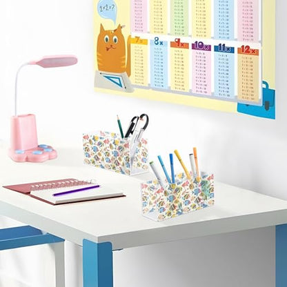 Aquarium Acrylic Pen Holder 4 Compartments Pencil Organizer and Storage Makeup Brush Holder for Home Bedroom School Office Storage