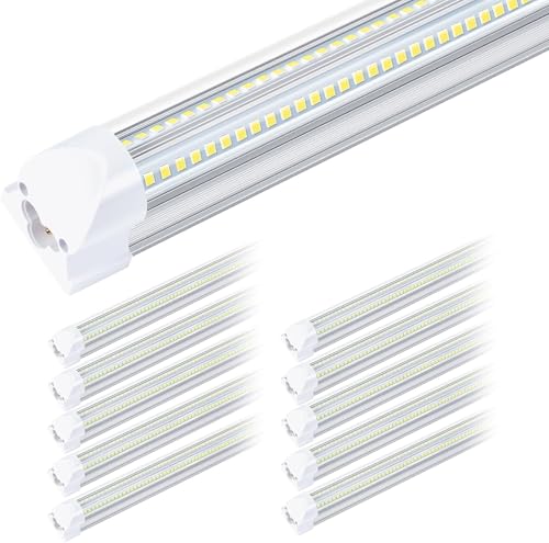 10 Pack 8Ft LED Shop Lights, 100W 15500LM 6000K T8 96" Garage Lights