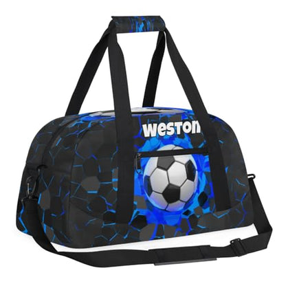 Custom Name Sports Bag Training Perform Bag, Soccer Black Blue | Personalized Named Practice Travel Overnight Training Bag - color: Color 23