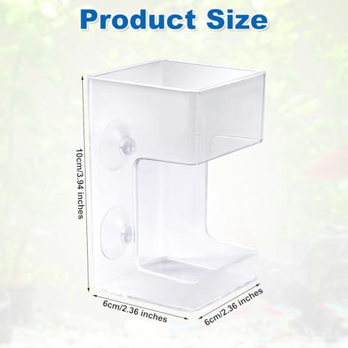 Fish Feeder for Aquarium, 3.94x2.36 Inch Fish Tank Dish Tray Floating & Sinking Food Container Holder Dispenser with Suction Cups Feeding Tube Ring Accessories for Turtle Shrimp Betta Feeding (Square)