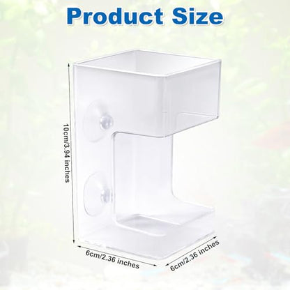 Fish Feeder for Aquarium, 3.94x2.36 Inch Fish Tank Dish Tray Floating & Sinking Food Container Holder Dispenser with Suction Cups Feeding Tube Ring Accessories for Turtle Shrimp Betta Feeding (Square)